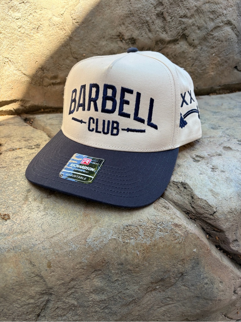 For the gym rats !  New Barbell Club Two-Tone Navy and Cream Snapback Hat